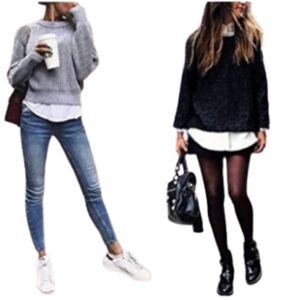 NWT Women’s White Layering Shirt Extender Medium Faux Hem‎ Sweater Blouse Insert